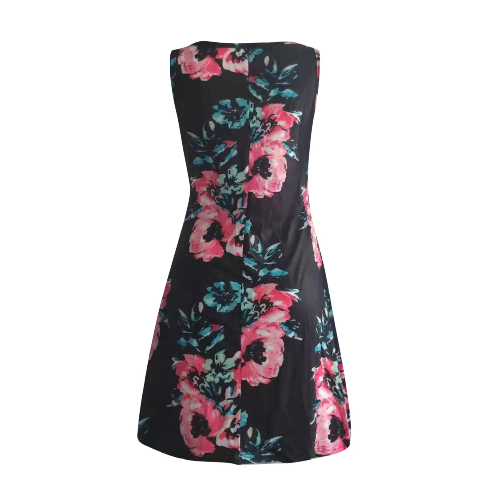 

Women's Gradient Solid Color Dress Sexy Printed Sleeveless Sling V-neck Printed Dress Drawstring Dress