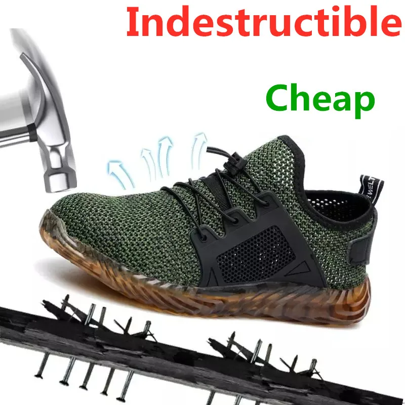 Кроссовки укрепленные для мужчин и женщин дышащие рабочие ботинки со стальным