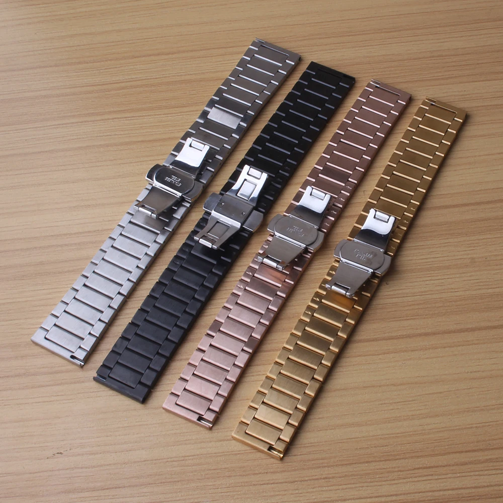 

Watchband Stainless steel 18mm 20mm 22mm 24mm Silver Black Gold Rosegold For brand Watch Accessories strap solid links matte hot