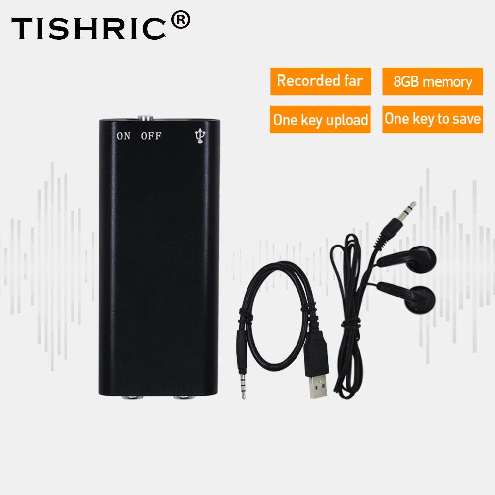 Цифровой USB-диктофон TISHRIC мини-диктофон с MP3-плеером USB флэш-накопитель