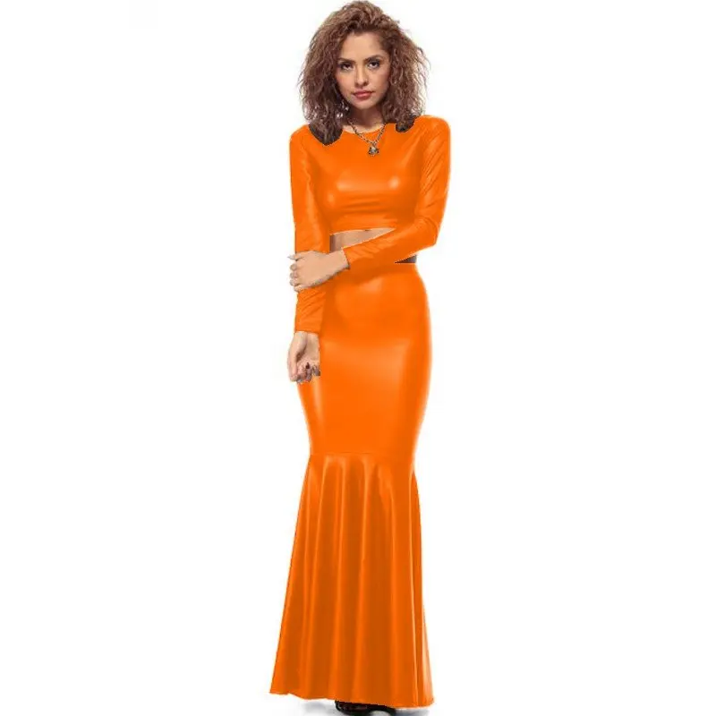 Женский комплект из двух предметов укороченный топ с длинным рукавом и