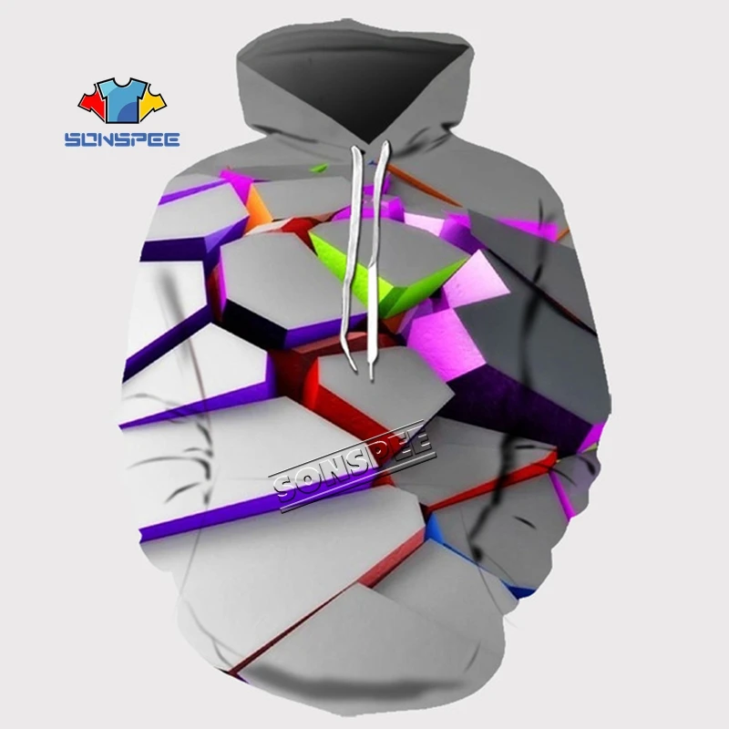SONSPEE/новый стиль 3D толстовки для мужчин/женщин цветные psychedelic 3d принт мужские Поп