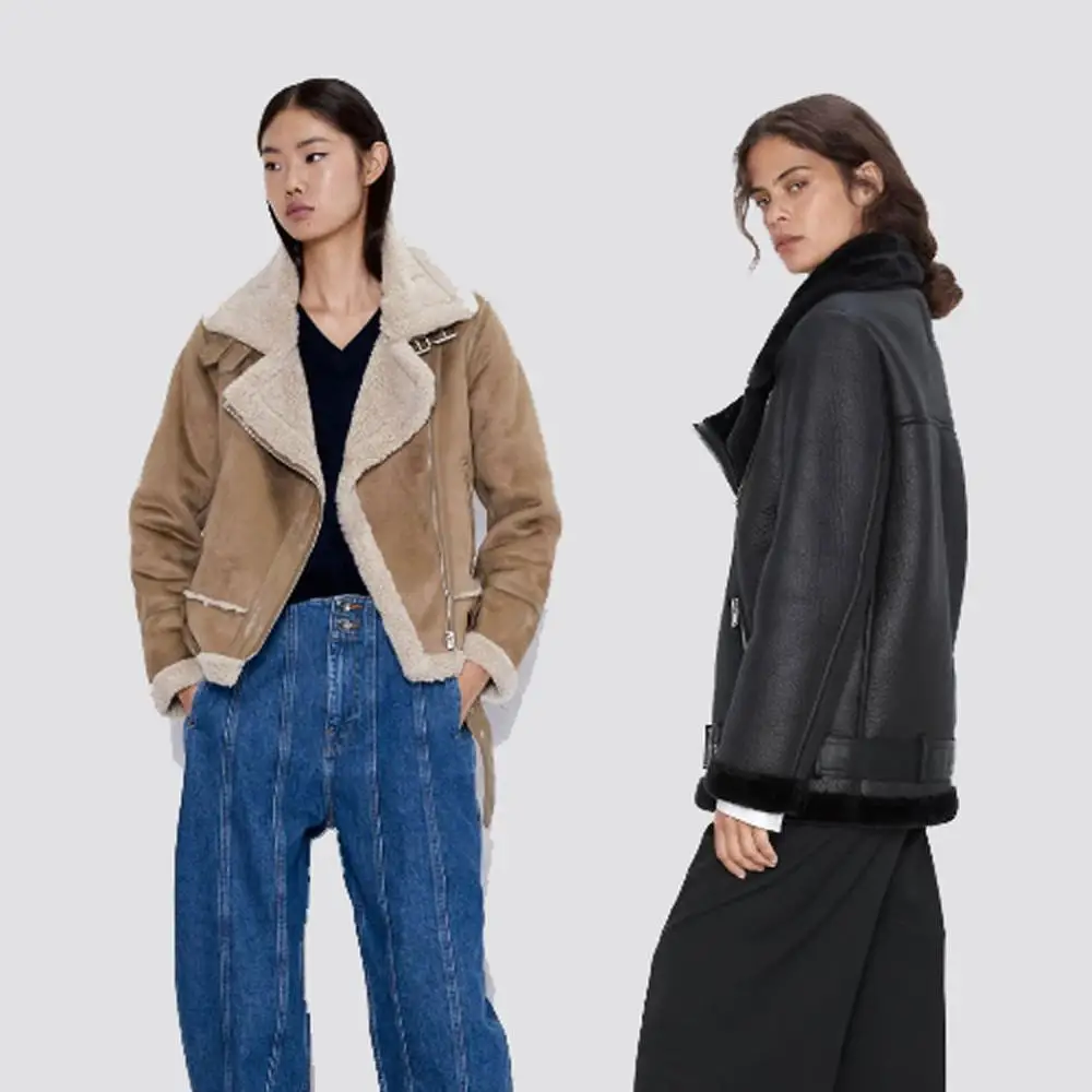 Женская куртка ZA зимняя Двусторонняя с отложным воротником и длинными рукавами