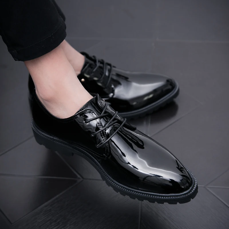 Мужские брендовые кожаные повседневные оксфорды обувь на шнуровке дышащая