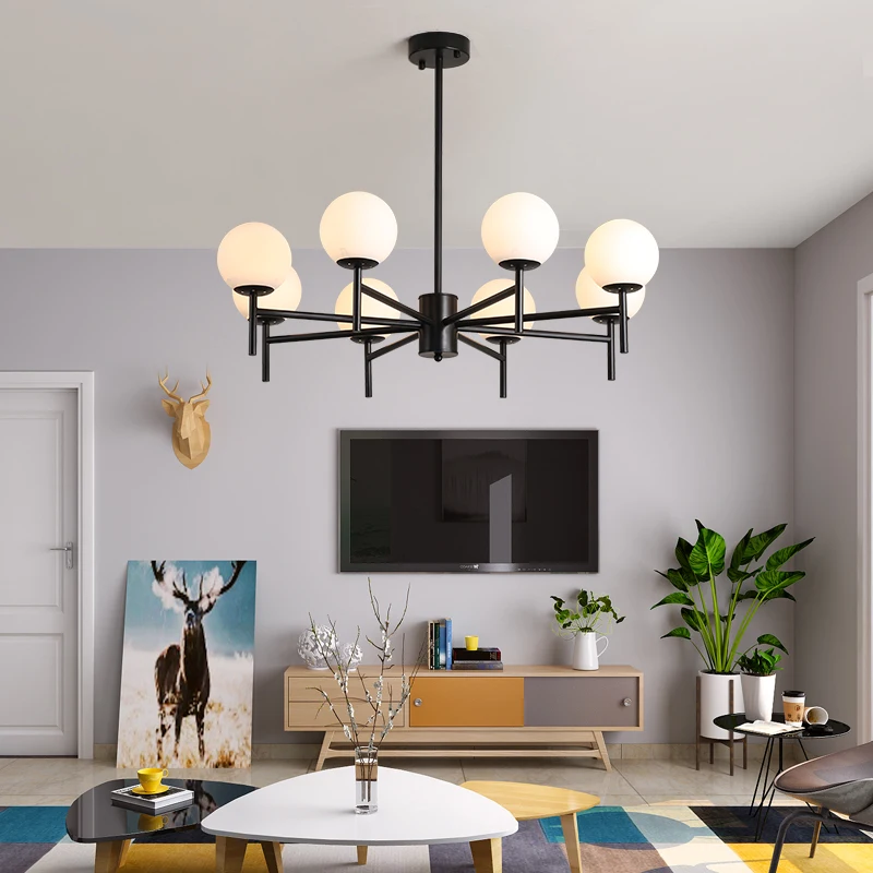 

Loft Home LED Chandelier Black&Gold Fixture Lustre Living Room Dining Room Bedroom Pendant Hanging Lamp Decoration Lighting