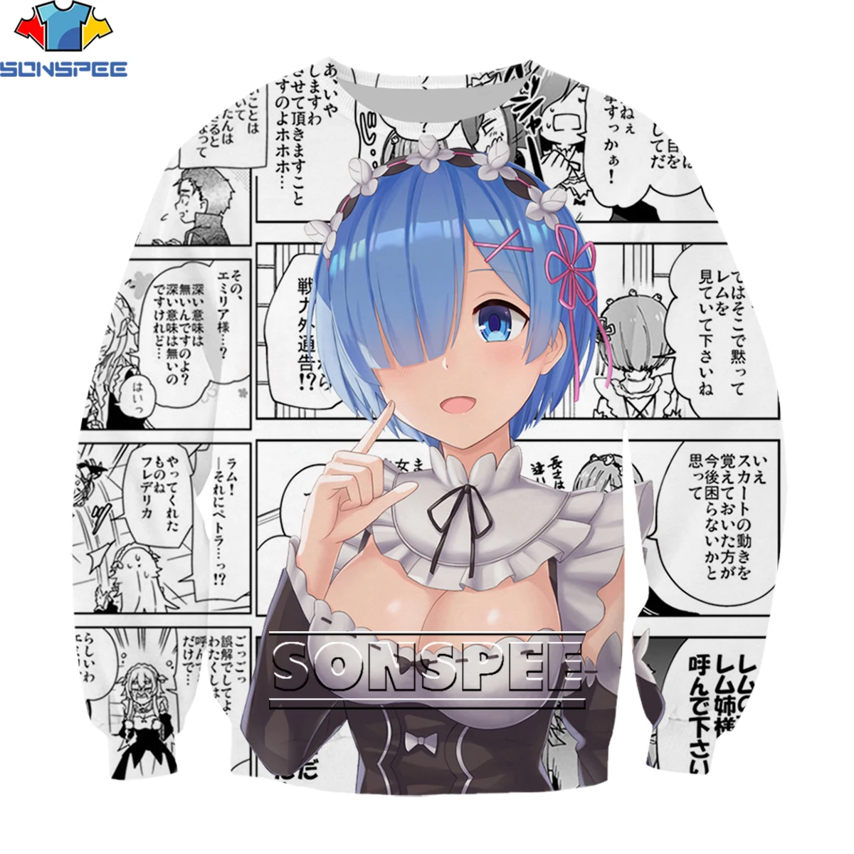 

SONSPEE Anime Re:zero Twin Ram Rem Cosplay Sweatshirt Men Women Harajuku Streetwear Otaku Clothing Hentai Long Sleeve Tops