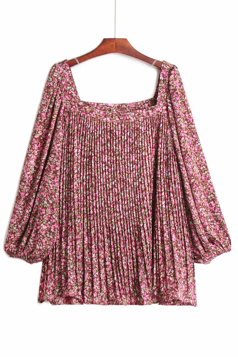 

IEQJ 2021 New Summer And Spring Fashion Women Clothes Sqaure Collar Puff Sleeves Printed Flare Loose Dress Pullover WR10914