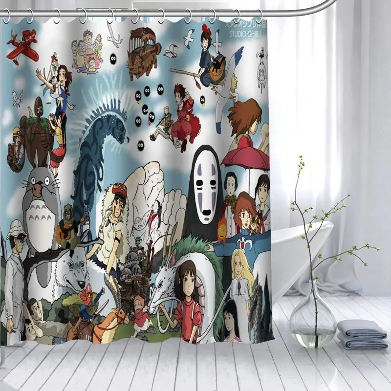 new arrival totoro anime shower curtain polyester fabric high defintion print bathroom curtain waterproof 12 hook bath curtain free global shipping