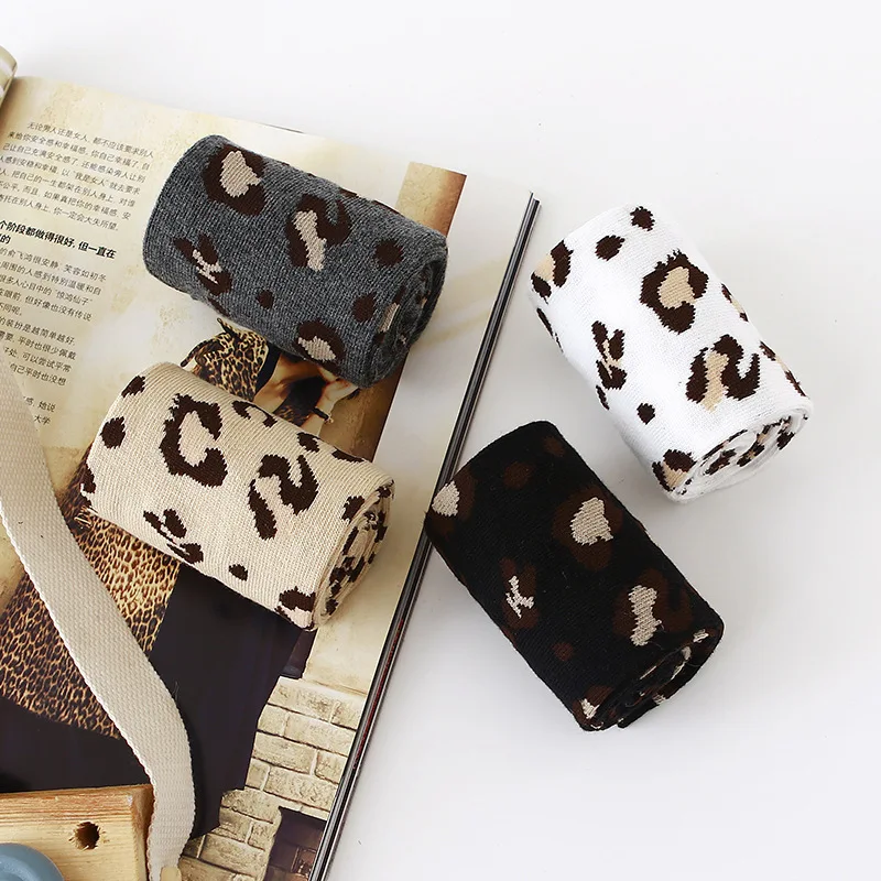 Новинка леопардовые гольфы для девочек осенне зимние мягкие гетры в полоску