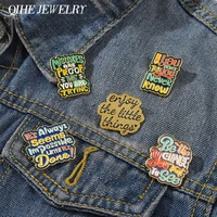 quote metal enamel pin multicolor funny letters lapel enjoy the little things brooches hat bag backpack women kid gift jewelry
