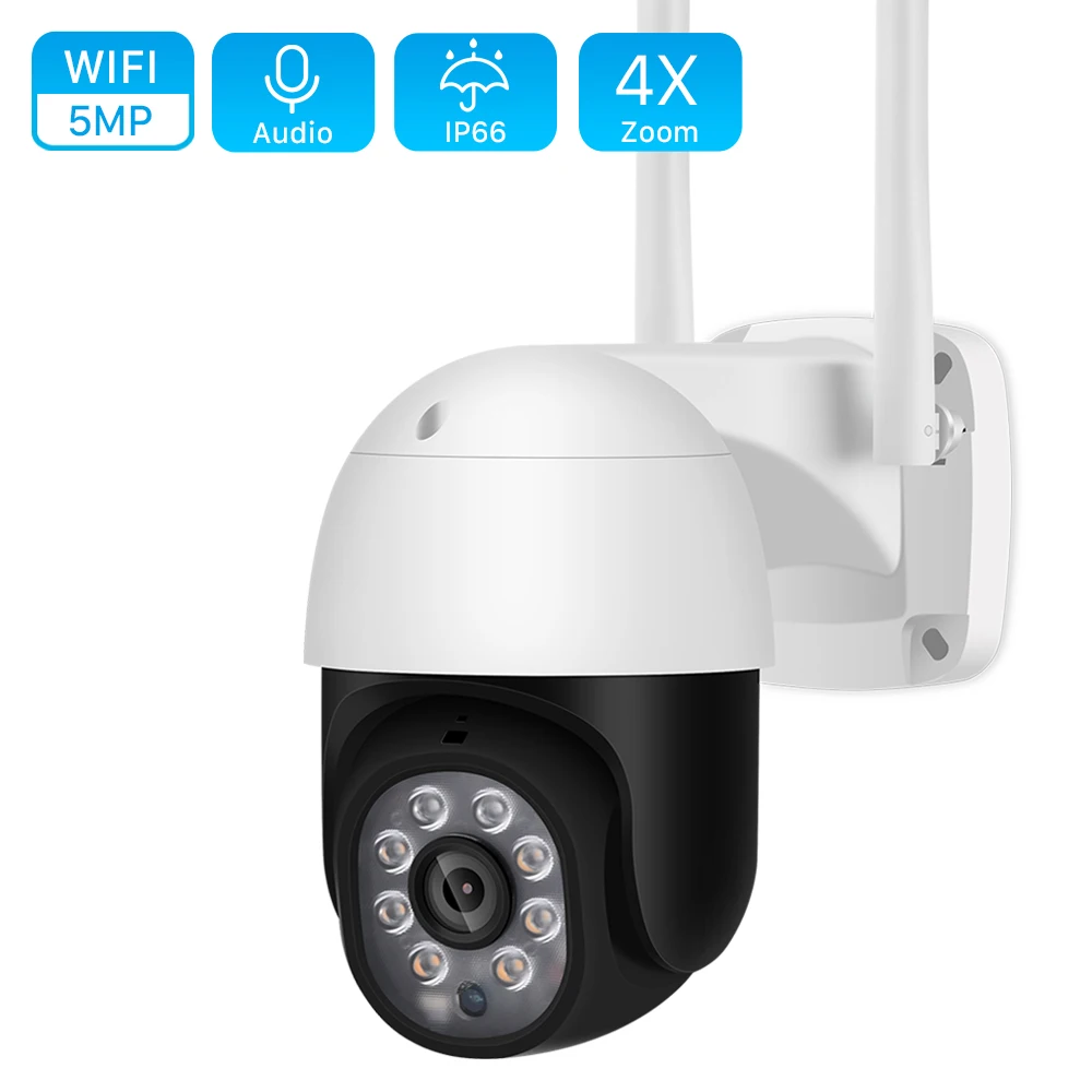 

5MP PTZ Wifi IP Camera Outdoor Auto Tracking 4X Digital Zoom 3MP Cloud Security CCTV Camera AI Human Detect P2P Wireless Camera