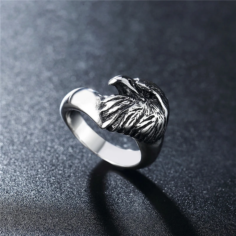 

Punk Style Gold Color Eagle Finger Rings Simple Fashion 15mm Stainless Steel Jewelry For Women and Men Gifts Free Shipping