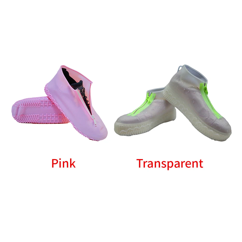 

1 Pair Rain Boots Elastic Foot Wear Protective Zipper Outdoor Accessories Travel Silicone Shoe Cover Non Slip Waterproof