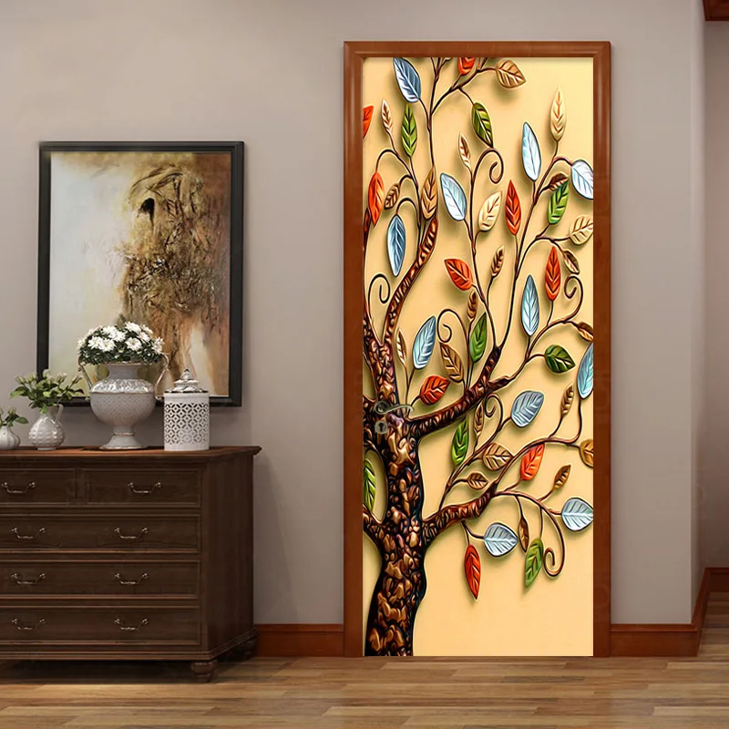

DIY PVC Wall Sticker Mural Bedroom Home Decor Poster Door Wrap Removable Door Sticker Decole Bathroom Study House Custom size