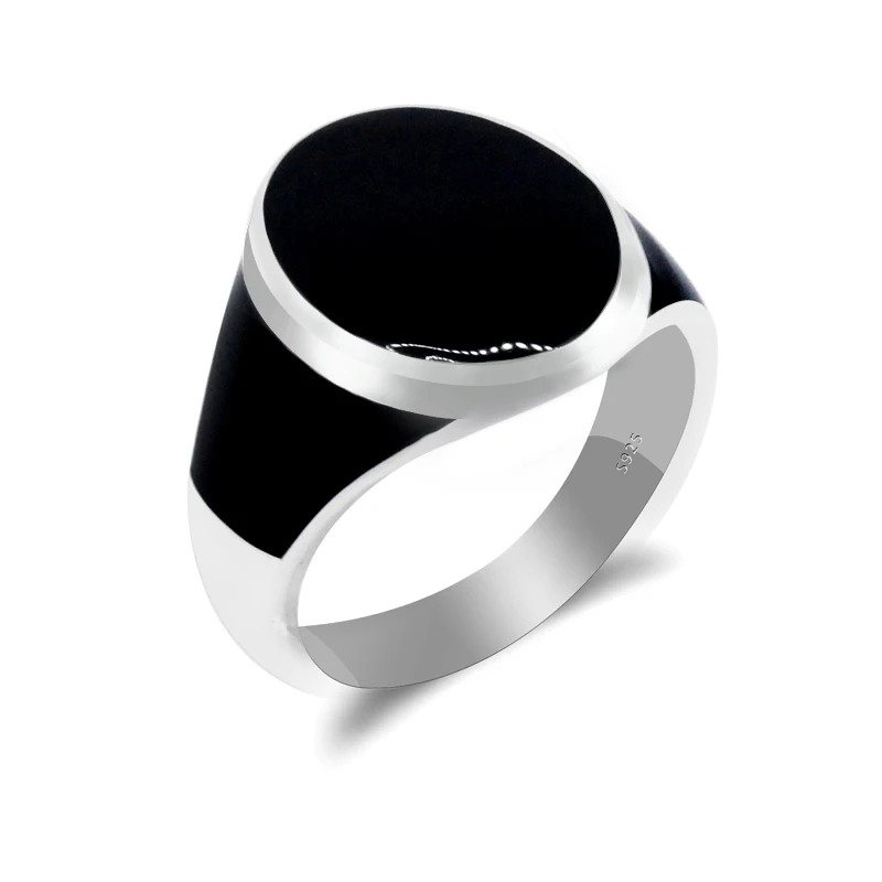 Кольцо из серебра 925 пробы для мужчин и женщин кольцо с черной эмалью простота