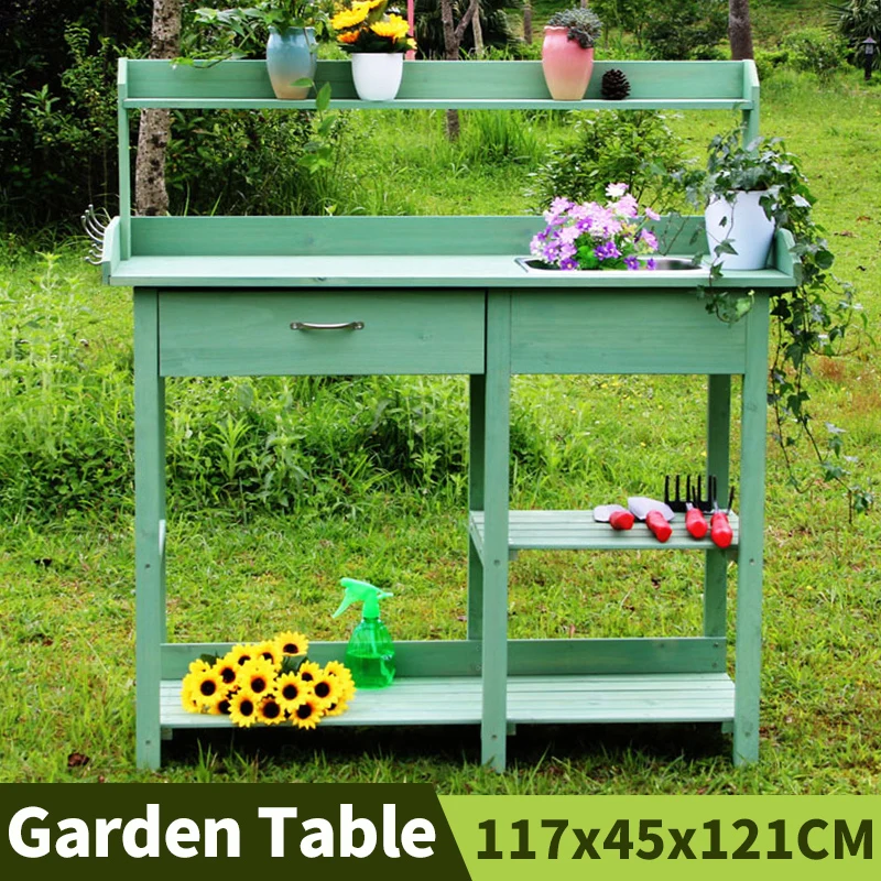 

Outdoor Gardening Work Station Tool Storage Rack Flowerpot Potted Plant Commodity Shelf Courtyard Manual Decoration Plant Stand