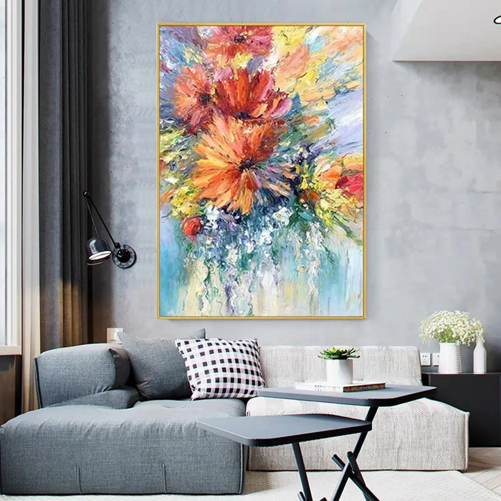 

Ручная роспись маслом, цветочный пейзаж, абстрактные украшения для гостиной, живопись для крыльца, коридора светильник лая Роскошная подве...