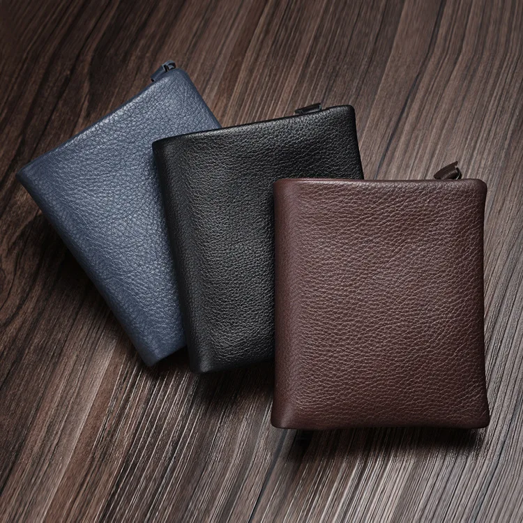 

Кошелек мужской из натуральной кожи, бумажник с монетницей, клатч на молнии, модная кредитница, сумочка для денег