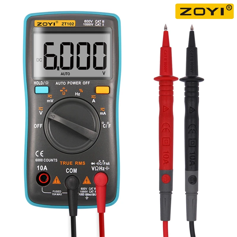

ZOYI ZT102 Digital Multimeter 6000 Counts Multimetre Tester Profesional Voltimetro Amperimetro