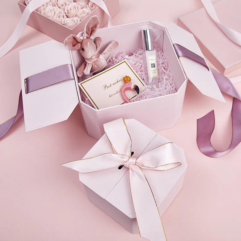 

Восьмиугольная Подарочная коробка, бумажные пакеты для подарков, свадебная Цветочная коробка, Подарочная коробка для конфет, украшения на ...