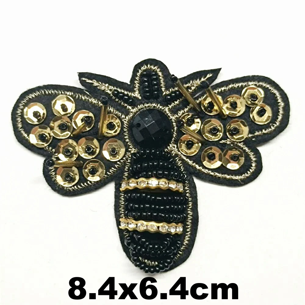

Design embroidery beaded bee embroideried patches for clothing HO-3309