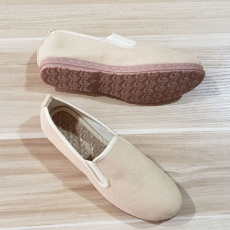 Men Handmade Linen Loafers Office Espadrilles Unisex Comfortable Slip on Flats Blue Khaki Zapatillas Sapatos Casual Hemp Shoes