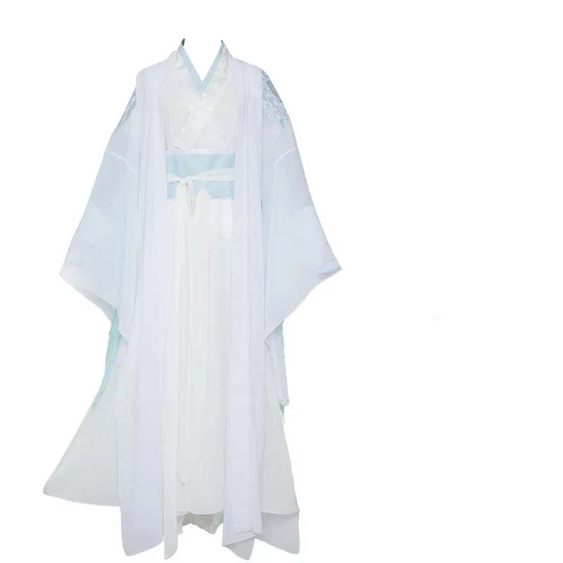 Costume Set A The Untamed ТВ сериал Lan Zhan Mo Dao Zu Shi ТВ сериал Lan Wangji Косплей Костюм Полный комплект обувь парик костюмы древний Китай - Цвет: Costume Set A