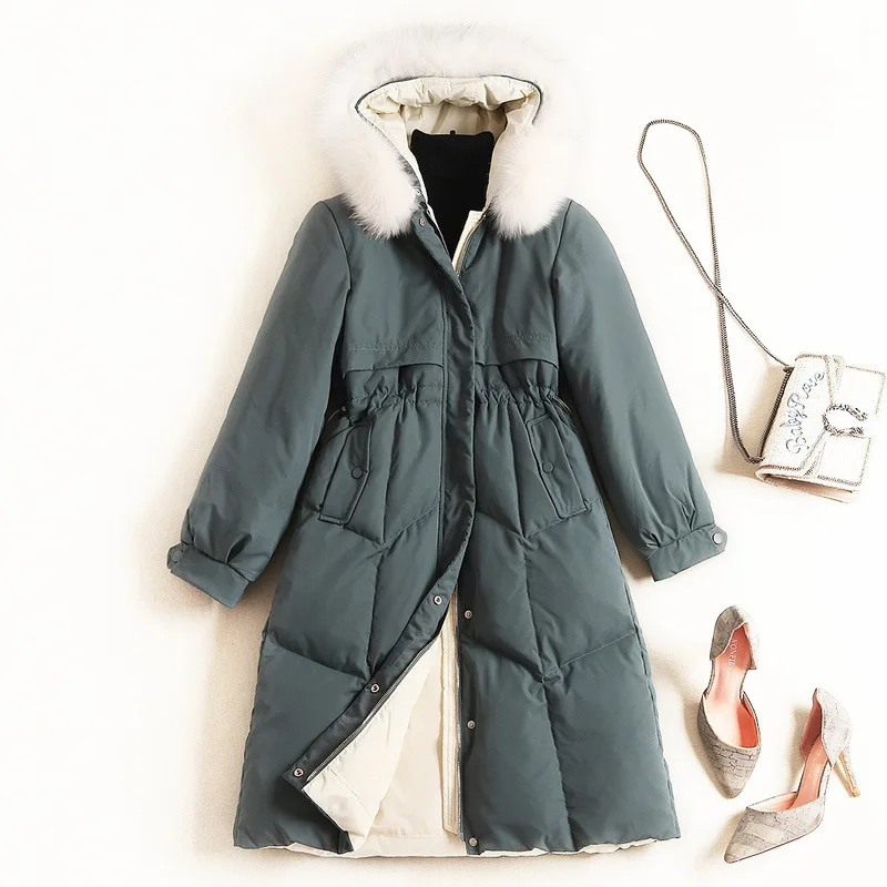 Shuchan стильные пальто из натурального Лисьего меха 90% белый утиный пух на молнии