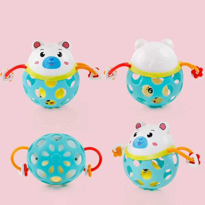 Игрушка погремушка в виде симпатичного медведя мягкая резиновая грызунок