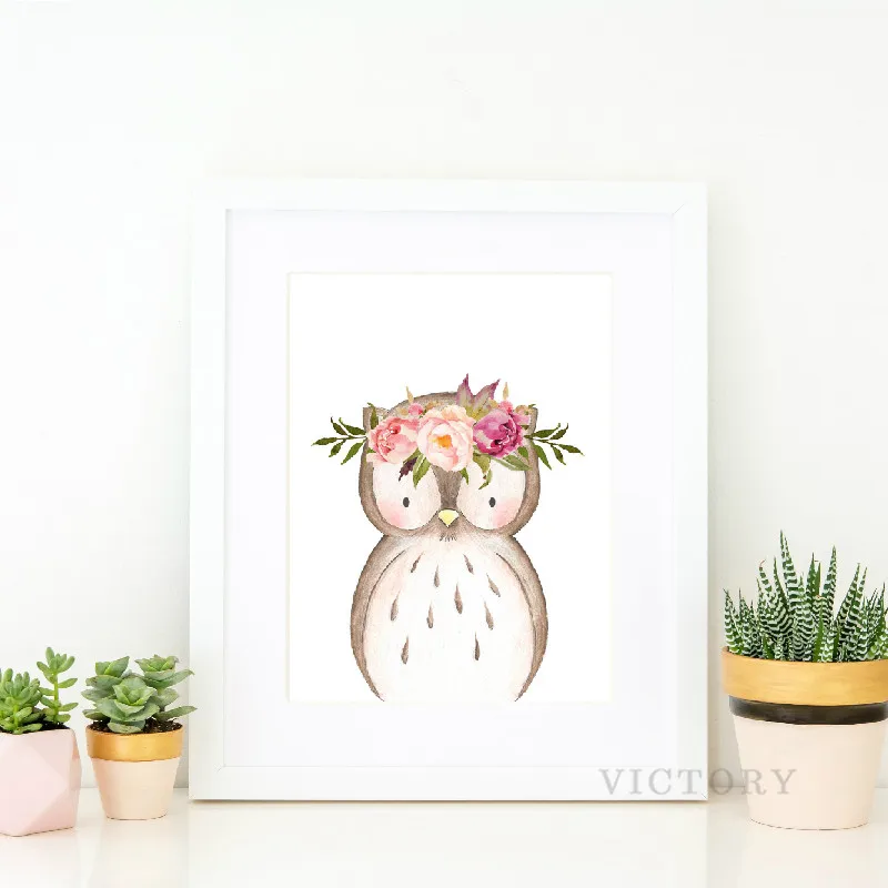 Настенная картина в стиле бохо с изображением розовых пионов леса животных