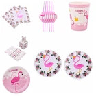 Розовый фламинго узор Гавайская тема посуда бумажный стаканчик, тарелка Флаг Ведро для попкорна Для желанию сидящего на день рождения Свадебная вечеринка украшения