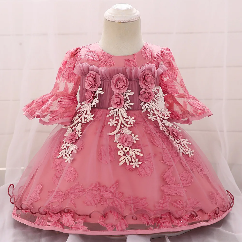 200Pcs Custom Newborn Princess Dresses For Baby first 1st Year Birthday Dress Easter Carnival Costume Infant Party Dress