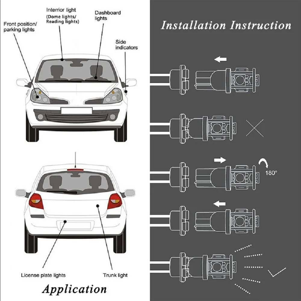 Светодиодный светильник T10 W5W Canbus 10 шт. без ошибок для Renault Clio Megane 2 3 Scenic2 Duster Capture Logan