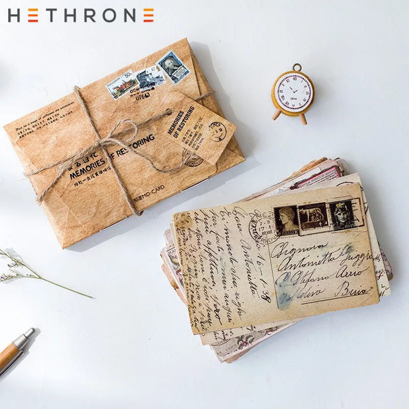 Hethrone 30 шт. классическая ретро крафт-бумага открытка винтажная мини-открытка