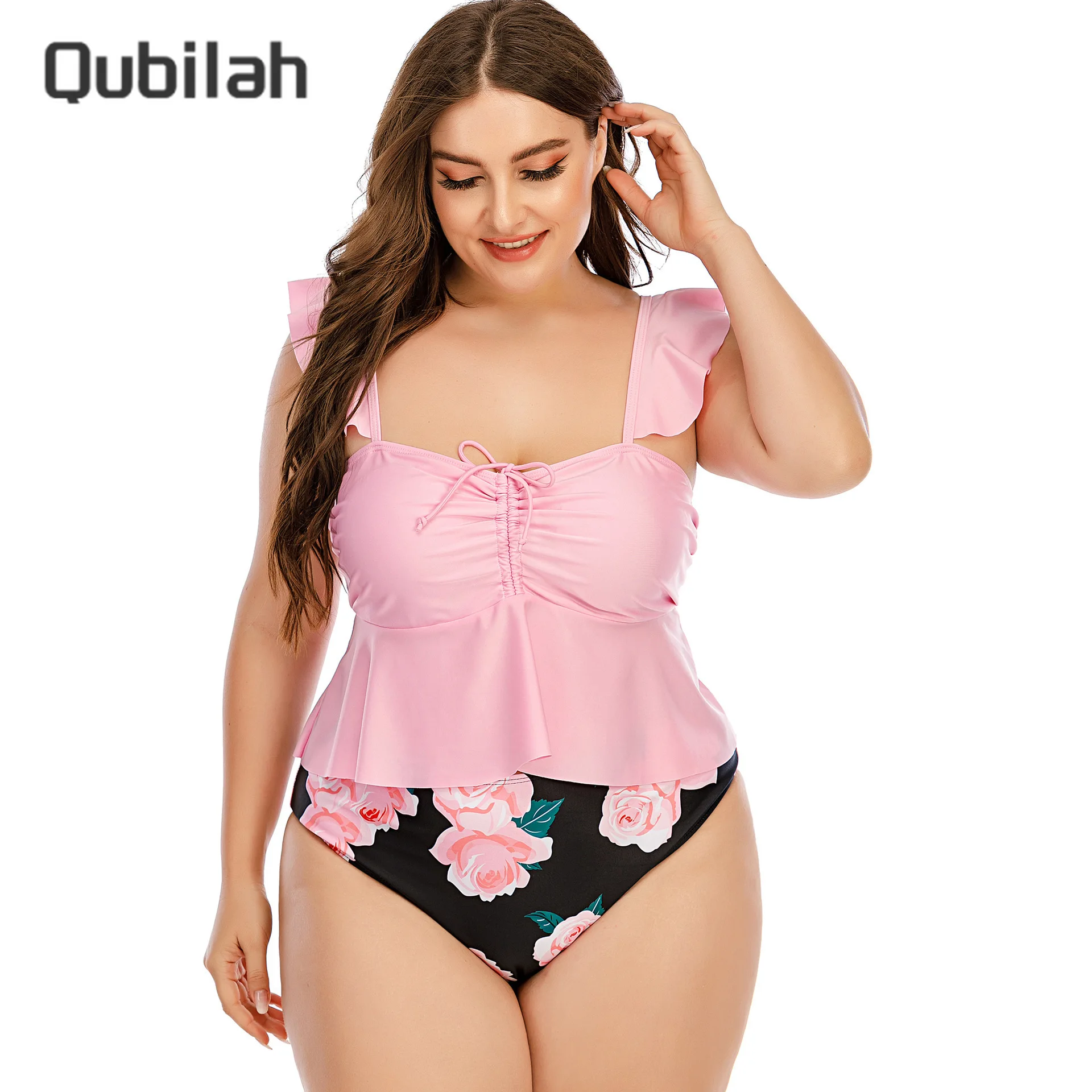 

Plus Size Bikini Set Women Polka Dot Halter Push Up Bathing Suit Two Piece Swimwear Women's Tube Top Biquini Bikini Set XXL 4XL