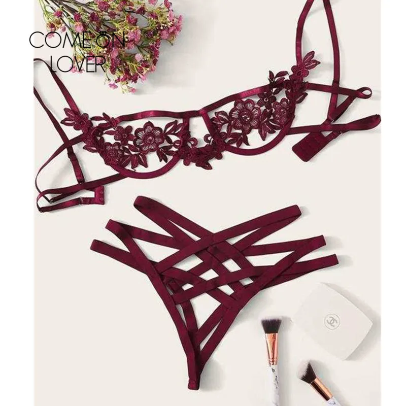 Comeonlover ensemble string soutien gorge бандаж Fantezi Erotik набор с бюстгальтером и трусиками на бретельках сексуальный комплект RI80854