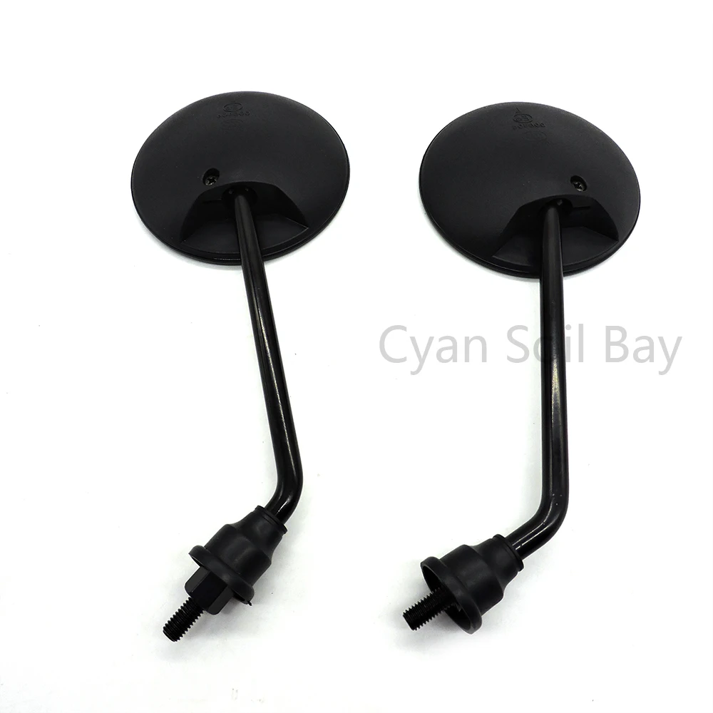 Зеркала заднего вида для мотоцикла и скутера круглые изогнутые черные 8 мм 10