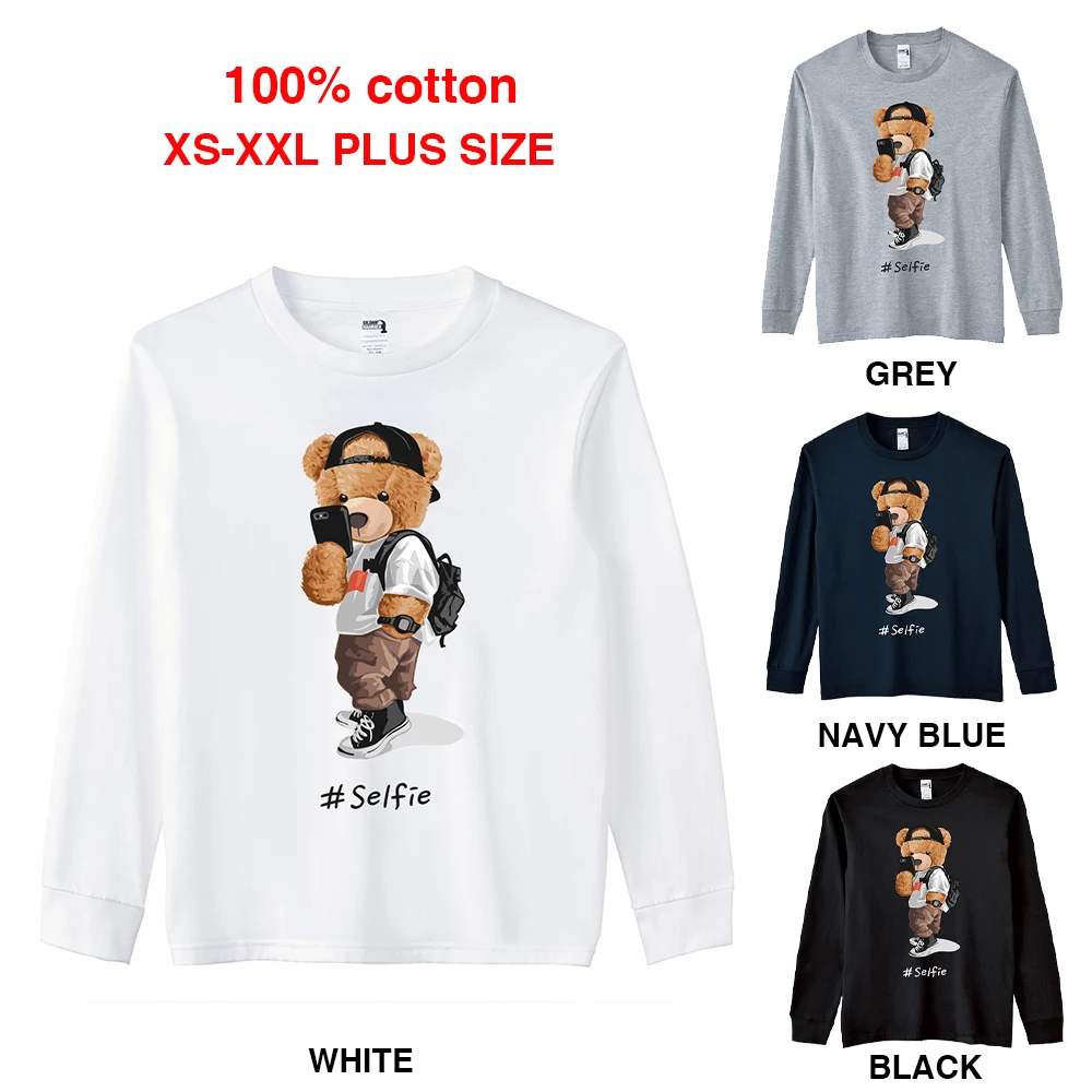 

BLINGPAW Spring/Autumn #Selfie Graphics Unisex Long Sleeve T-Shirt O-Neck Tops Casual 100% Cotton