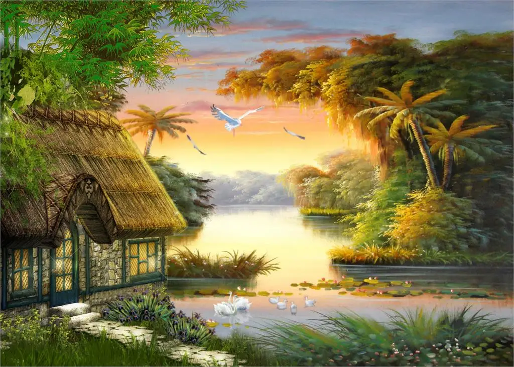 

NEW Counted Cross Stitch Kits Needlework Embroidery - 14 ct Aida DMC Color DIY Arts Home Decor - Forest Scenery