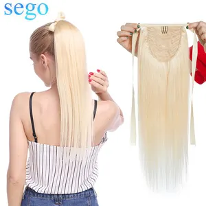 SEGO 14-20 дюймов, 80-95 г, лента для волос Реми, конский хвост, человеческих волос на зажимах дюйма, Натуральные Прямые бразильские шиньоны