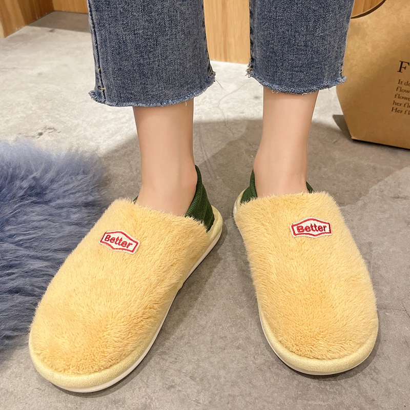 

Rimocy Fluffy Faux Fur Home Slippers Women Mix Color Flat Cotton Padded Shoes Woman Plus Size Warm Short Plush Furry Slides Lady