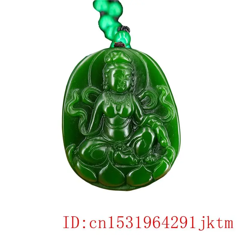 

Green Jade Guanyin Pendant Jewelry Natural Jadeite Amulet Necklace Gifts Charm Carved Chinese Fashion Buddhism