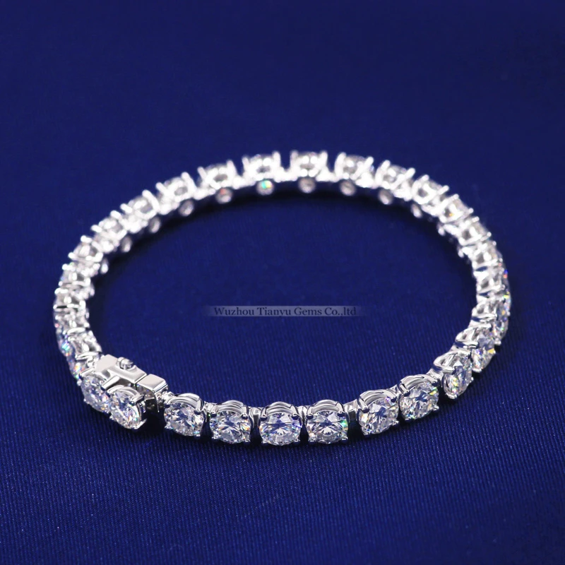 Tianyu драгоценные камни Moissanite Теннисный браслет бриллиант 10 к золото 12.84ct