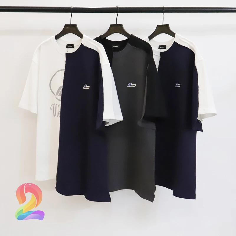 

3M Reflective WE11DONE Contrasting Color Two-piece T-shirt Welldone Men Women High Quality Round Neck Falling Shoulder T Shirts