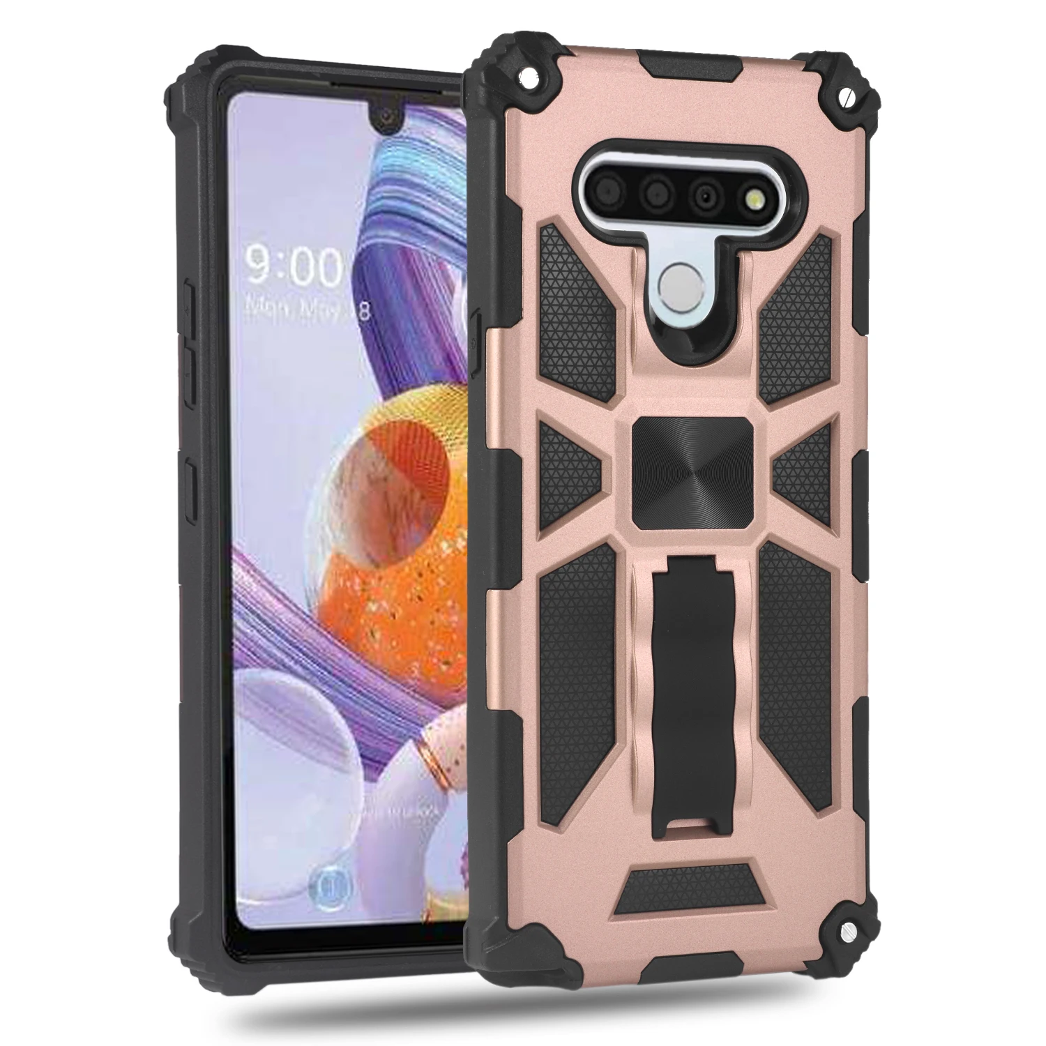 

Luxury Phone Case For LG Stylo 6 Shockproof Rugged Armor For LG K51 Q51 Anti Fall Car Magnetic Kickstand Protection Back Cover
