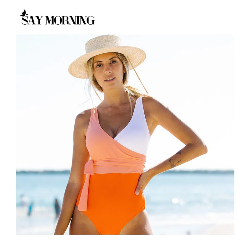 

SAY MORNING 2021 One Piece Sexy Fashion Splicing Swimwear Women's Swimwear One-Piece Bikini Set Beach Wear Swimming Suit Bathing