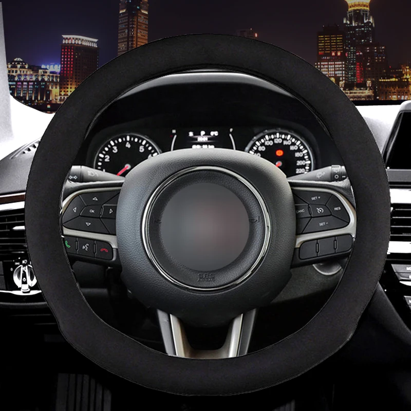 Углеродное волокно из коровьей кожи чехол рулевого колеса автомобиля для Jeep Renegade