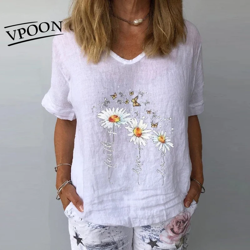 

2021 летние однотонные Цвет повседневные Цветочный принт хлопковая блуза женское элегантное платье с v-образным вырезом с коротким рукавом р...