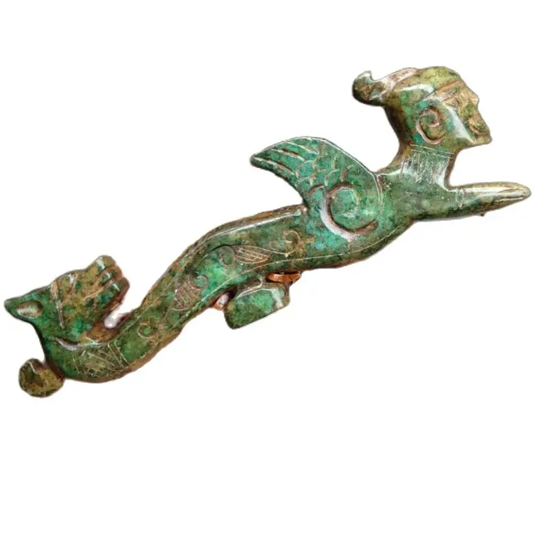 Китайская декоративная старинная Нефритовая статуя Dragon Man | Дом и сад