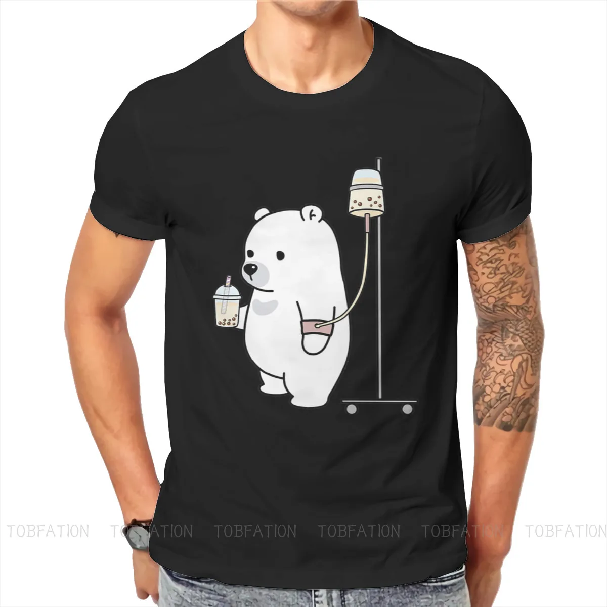 

Bubble Tea Lover Boba Bear Loves Boba Classic Tshirt Classic Grunge Men's Streetwear Tops Big Size Cotton Crewneck T Shirt